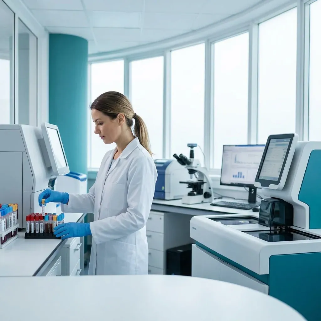 Blood sample being drawn at a clinical lab in La Porte
