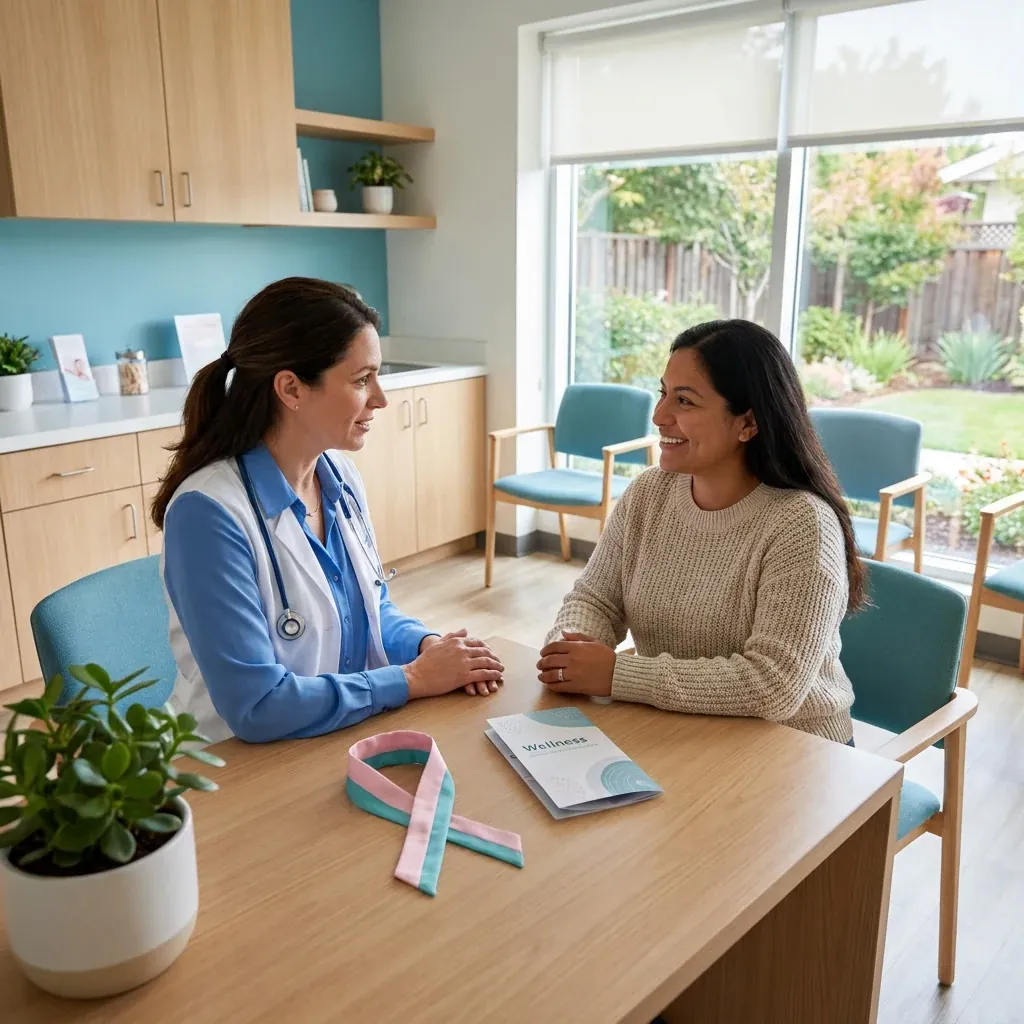Mujer hispana en una consulta de salud femenina en La Porte